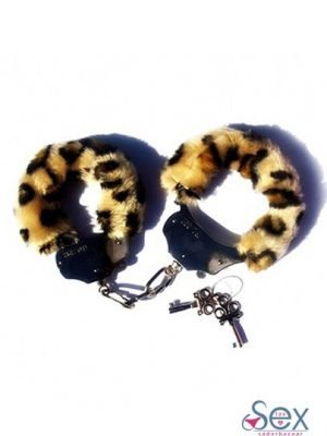 Fetish Fantasy Furry Hand Cuffs in Leopard- sextoyinsadarbazaar.com